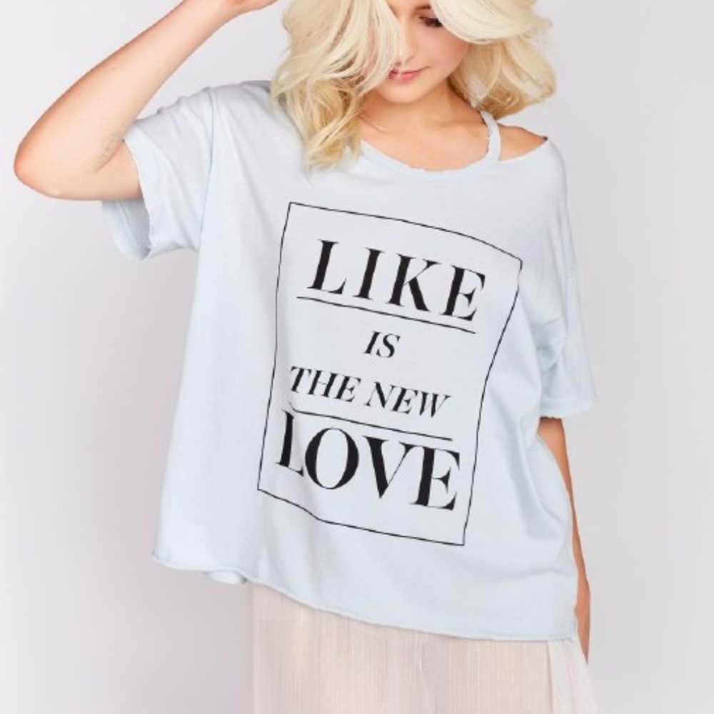 Wildfox | Light Blue Distressed Top T-Shirt - Picture 1 of 7